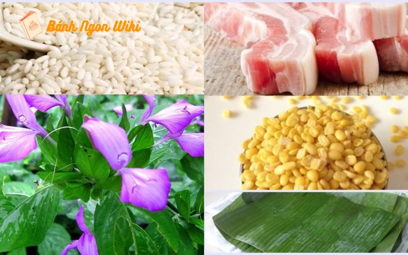 Nguyên liệu làm bánh tét lá cẩm nhân mặn