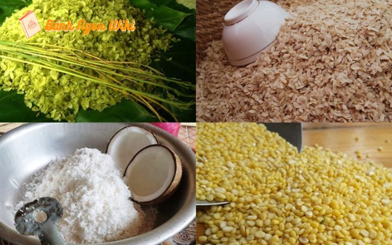 Nguyên liệu làm bánh tét nhân dừa cốm dẹp