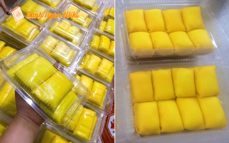 Hộp nhựa chữ nhật trong suốt nắp gài đựng bánh crepe sầu riêng