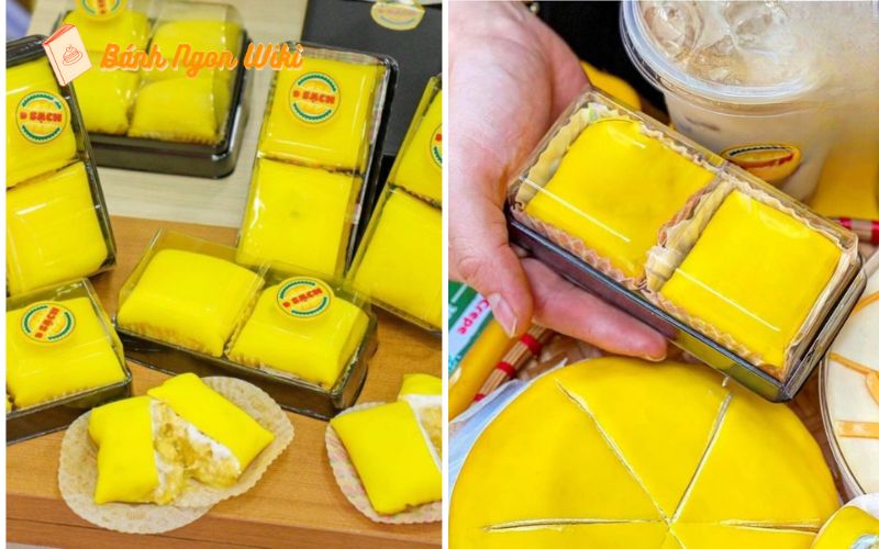 Hộp nhựa 2 ngăn đen nắp trong đựng bánh crepe sầu riêng