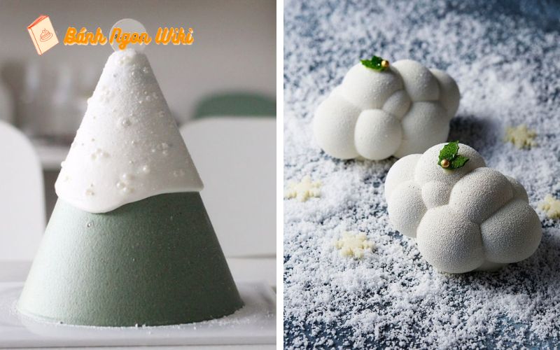 Bánh gato Noel với lớp phủ trắng như tuyết, rắc cốm nhiều màu