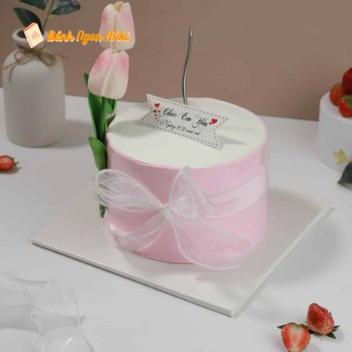 Bánh kem 8/3 màu hồng pastel nhẹ nhàng