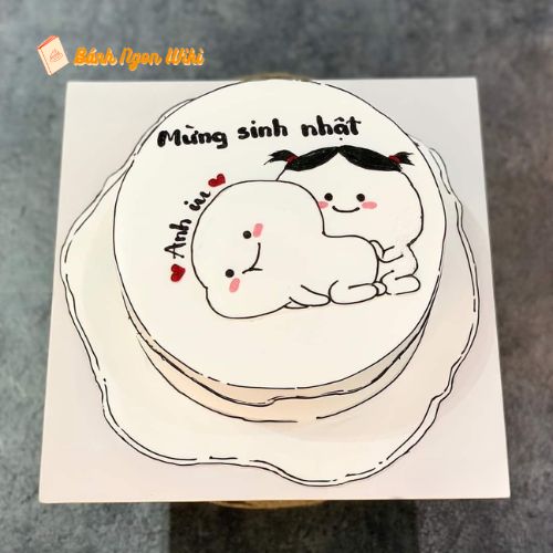 Mẫu bánh kem sinh nhật tặng chồng vẽ hình meme hài hước