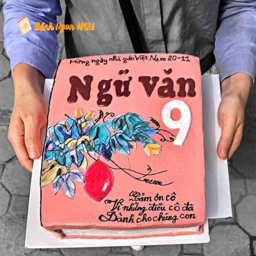 Mẫu bánh sinh nhật tặng cô giáo dạy văn kèm lời cảm ơn chân thành