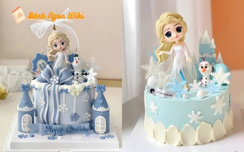 Top 20+ mẫu bánh sinh nhật công chúa siêu cưng cho bé yêu 31 Tan chảy với mẫu bánh sinh nhật lâu đài công chúa Elsa