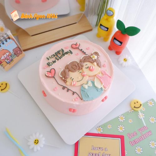 Mẫu bánh sinh nhật cute đơn giản hình chibi