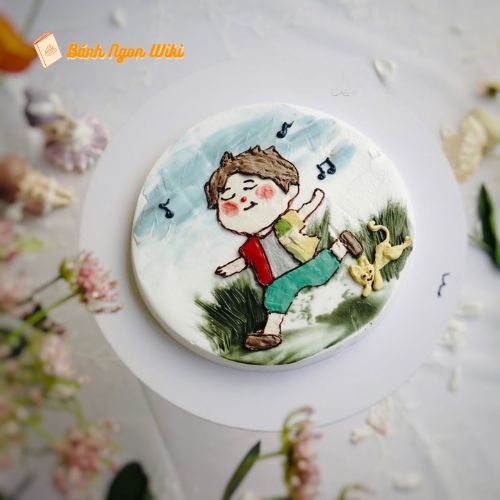 Bánh sinh nhật cute nhất vẽ hình chibi con trai