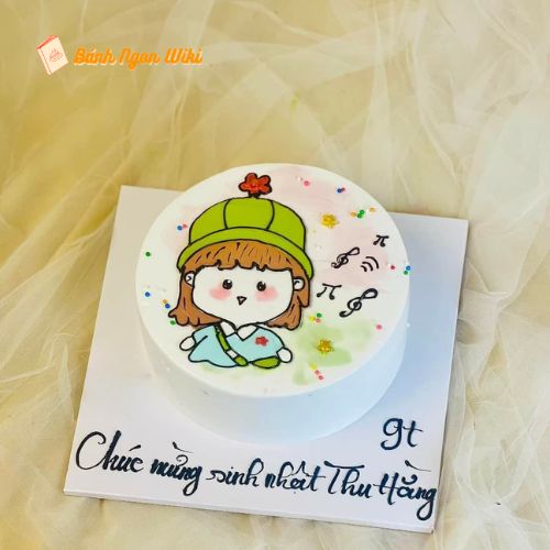 Bánh sinh nhật nhỏ dễ thương vẽ cô bé chibi