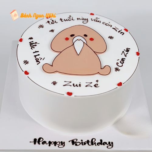 Bánh sinh nhật hình con ciu vẽ hình chibi đáng yêu