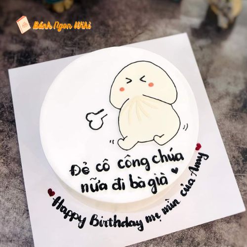 Mẫu bánh kem vẽ hình con ciu đơn giản