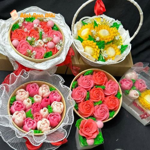 Bánh tặng ngày 8/3 rau câu 4D hình bó hoa cao cấp