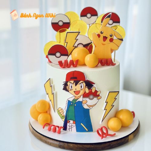 Mẫu bánh kem hoạt hình Pokemon tặng các bé sinh nhật 6 tuổi