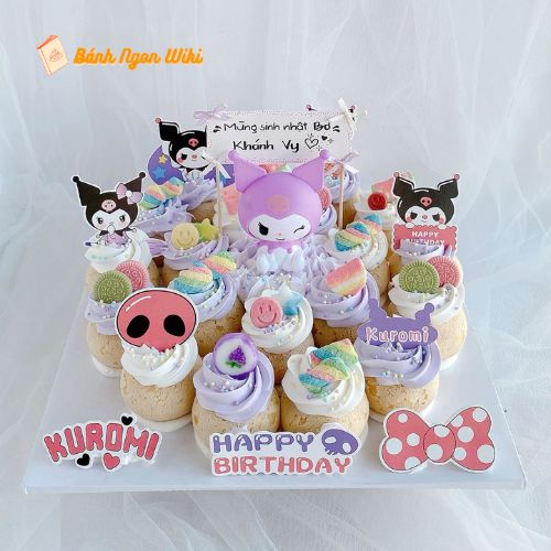 Siêu đáng yêu với set bánh cupcake trang trí Kuromi tặng bé 6 tuổi