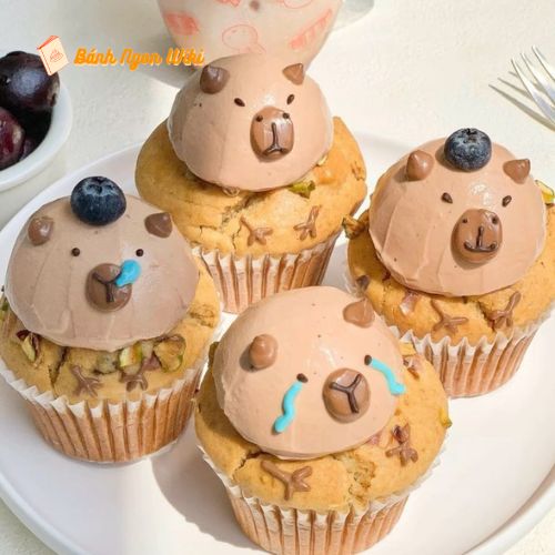 Mẫu bánh cupcake Capybara nhiều biểu cảm đáng yêu