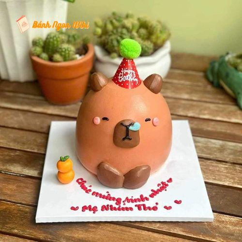 Bánh kem sinh nhật Capybara màu đỏ