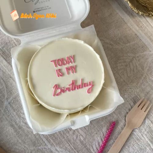 Mẫu bánh kem đơn giản với dòng chữ "Today is my birthday"