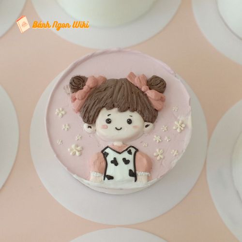 Bánh sinh nhật bản thân vẽ hình chibi cho nữ