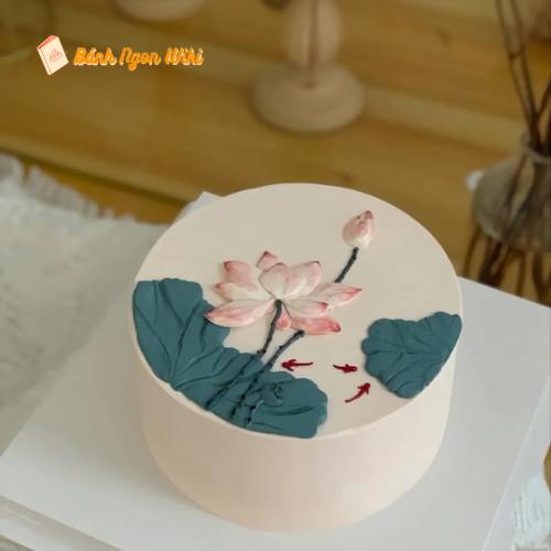 Mẫu bánh sinh nhật hình ảnh hoa sen cho người đã mất