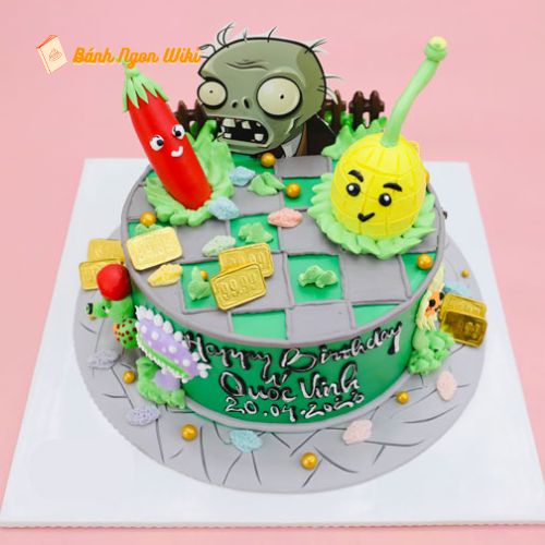 Tạo hình độc đáo của bánh sinh nhật Plants vs Zombies