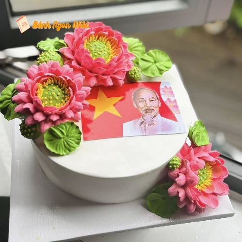 Mẫu bánh sinh nhật hình lá cờ Việt Nam và Bác Hồ