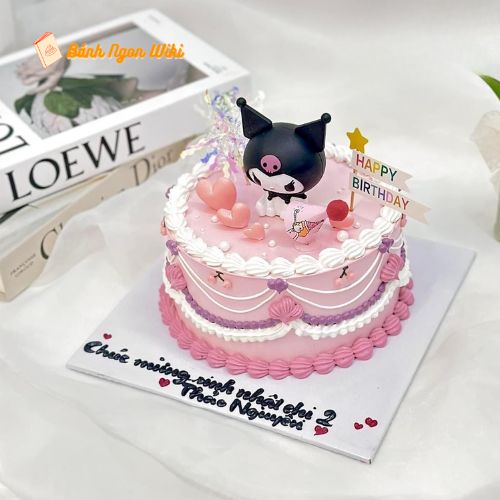 Bánh sinh nhật hình Kuromi cute màu hồng tặng chị gái