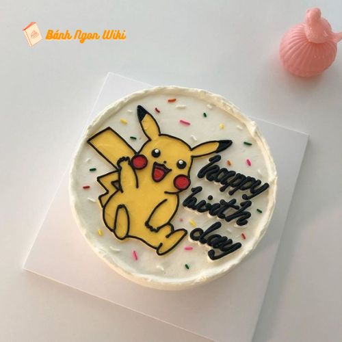 Mẫu bánh kem sinh nhật Pokémon 2D đơn giản nhưng bắt mắt