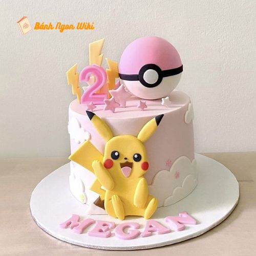 Mẫu bánh kem sinh nhật Pokémon cho bé gái với nét trang trí dễ thương