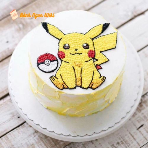 Mẫu bánh kem sinh nhật Pokémon 2D với hình Pikachu đáng yêu