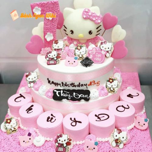 Mẫu bánh sinh nhật đẹp cho nữ cute hình Hello Kitty