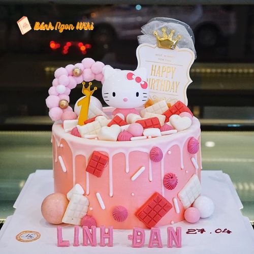 Bánh sinh nhật 8 tuổi Hello Kitty đơn giản nhưng dễ thương