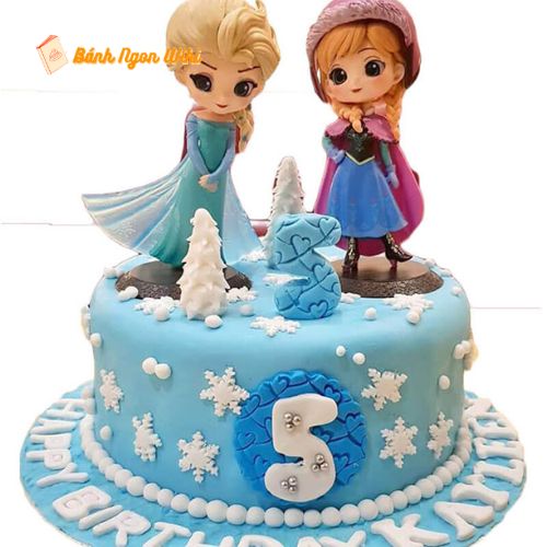 Bánh kem sinh nhật Elsa Anna 2 tầng tạo dáng đáng yêu