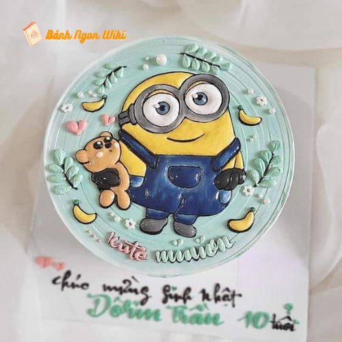 Mẫu bánh sinh nhật vẽ hình 2D Minion