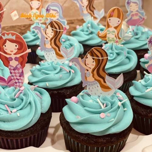 Mẫu bánh cupcake hình nàng tiên cá xinh đẹp cho bé